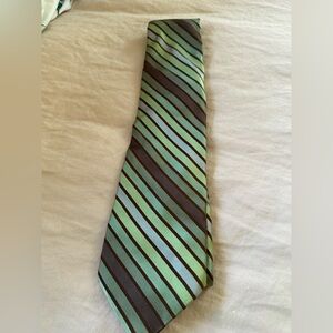 Murano Green and Brown Striped Tie